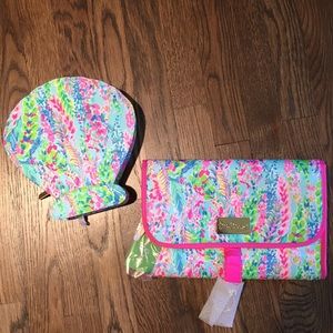 Matching Lily Pulitzer brush set & travel bag